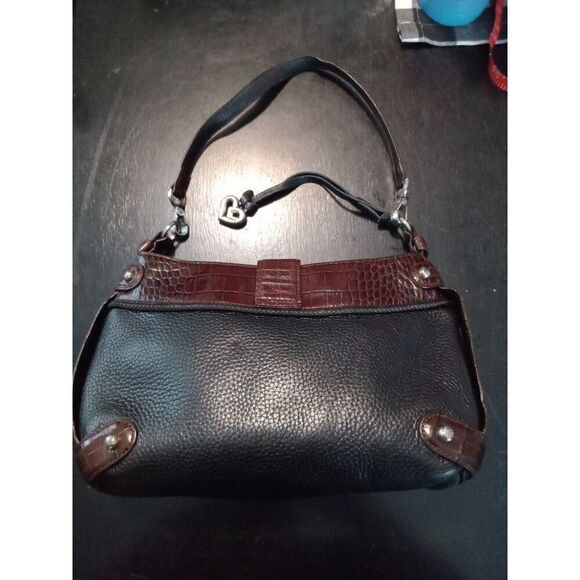 Brighton D273967 Handbag Satchel Pebbled Leather Black & Brown - Picture 2 of 11